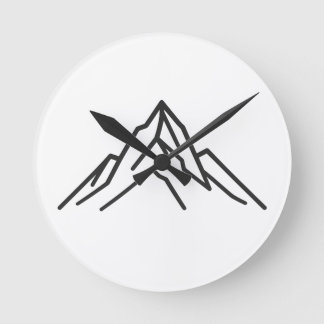Minimal Alpine Mountain Line Art Wall Clock ラウンド壁時計