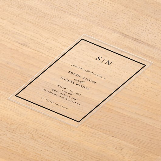 Minimal and Chic | Black and White Wedding アクリル招待状 (レイダウン)