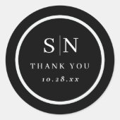 Minimal and Chic | Black and White Wedding ラウンドシール (正面)