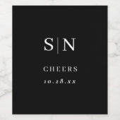 Minimal and Chic | Black and White Wedding ワインラベル (シングルラベル)