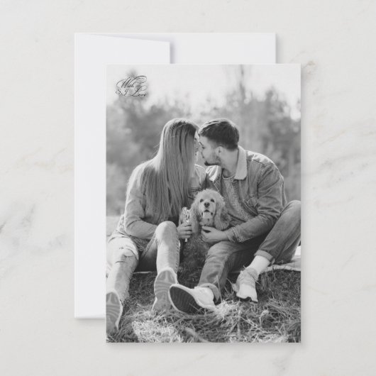 Minimal and Chic | Black and White Wedding 出欠カード (裏面)