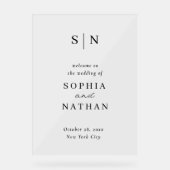 Minimal and Chic | Black and White Wedding Welcome アクリルサイン (正面)