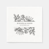 Minimal and Chic Blue Elegant Floral スタンダードカクテルナプキン (正面)