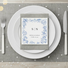 Minimal and Chic Blue Elegant Floral スタンダードカクテルナプキン