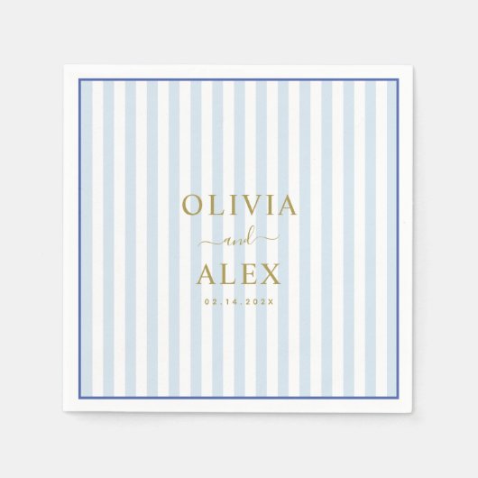 Minimal and Chic Blue French Personalized Wedding  スタンダードカクテルナプキン (正面)