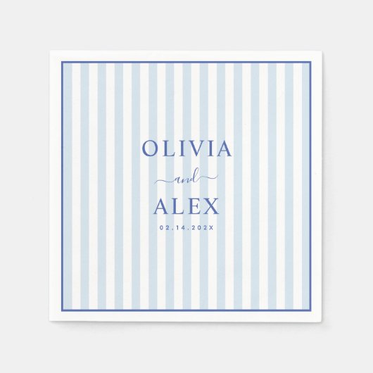 Minimal and Chic Blue French Personalized Wedding スタンダードカクテルナプキン (正面)