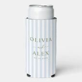 Minimal and Chic Blue French Personalized Wedding  スリム缶クーラー (Seltzer正面)