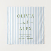 Minimal and Chic Blue French Personalized Wedding タペストリー (正面)