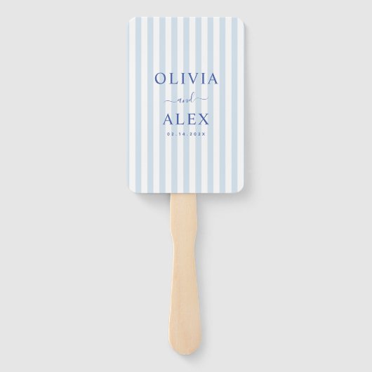 Minimal and Chic Blue French Personalized Wedding  ハンドファン (裏面)