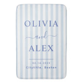Minimal and Chic Blue French Personalized Wedding バスマット (正面縦)