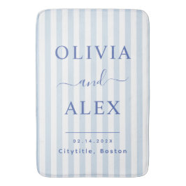 Minimal and Chic Blue French Personalized Wedding バスマット