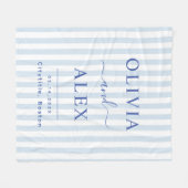 Minimal and Chic Blue French Personalized Wedding フリースブランケット (正面(横))