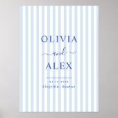 Minimal and Chic Blue French Personalized Wedding ポスター (正面)