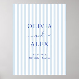 Minimal and Chic Blue French Personalized Wedding ポスター