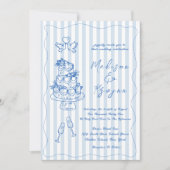 Minimal and Chic Blue French Personalized Wedding 招待状 (正面)