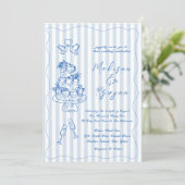 Minimal and Chic Blue French Personalized Wedding  招待状 (スタンド正面)