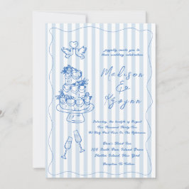 Minimal and Chic Blue French Personalized Wedding  招待状