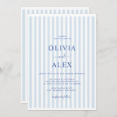 Minimal and Chic Blue French Personalized Wedding  招待状 (正面/裏面)
