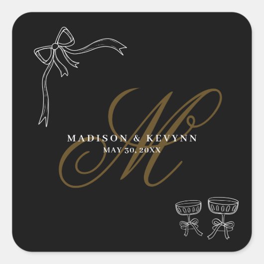 Minimal and Chic  | Bow Wedding  スクエアシール (正面)