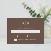 Minimal and Chic Brown | Neutral Wedding 出欠カード (スタンド正面)