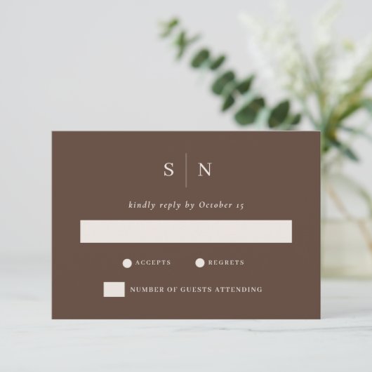Minimal and Chic Brown | Neutral Wedding 出欠カード (スタンド正面)