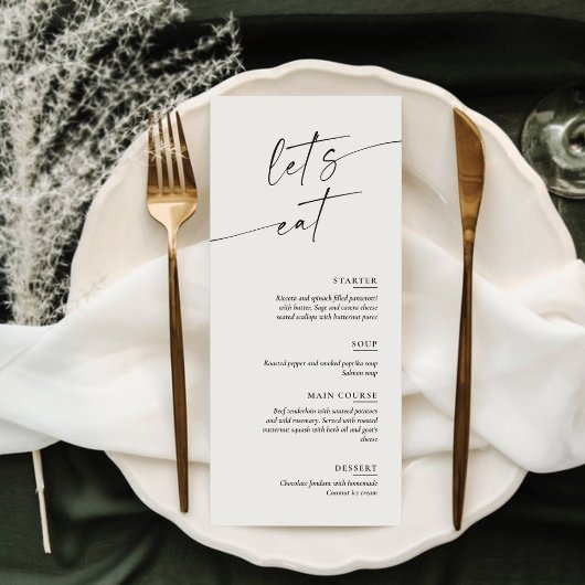 Minimal and Chic Calligraphy Dinner Wedding メニュー