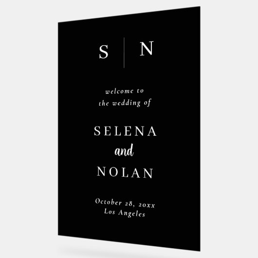 Minimal and Chic | Dark Black Wedding Seating Char アクリルサイン (傾斜)