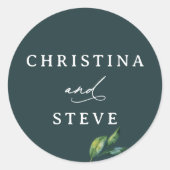 Minimal and Chic Green Wedding ラウンドシール (正面)