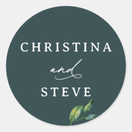 Minimal and Chic Green Wedding ラウンドシール