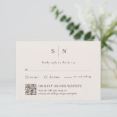 Minimal and Chic Neutral | Traditional and QR Code 出欠カード (スタンド正面)