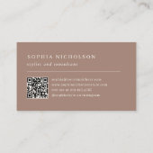 Minimal and Chic | Taupe Monogram and QR Code 名刺 (裏面)