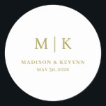 Minimal and Chic | Wedding ラウンドシール<br><div class="desc">These elegant, modern wedding or bridal shower Round Sticker feature a simple black and white text design that exudes minimalist style. Add your initials or monogram to make them completely your own.</div>