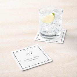 Minimal and Chic | White and Black Wedding スクエアペーパーコースター