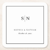 Minimal and Chic | White and Black Wedding スクエアペーパーコースター (正面)