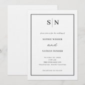 Minimal and Chic | White and Black Wedding 招待状 (正面/裏面)