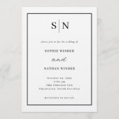 Minimal and Chic | White and Black Wedding 招待状 (正面)