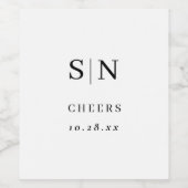 Minimal and Chic | White Monogram Wedding Cheers ワインラベル (シングルラベル)