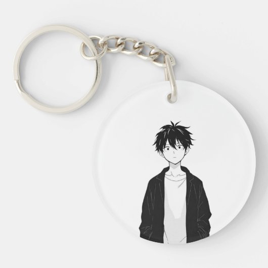 Minimal Anime Boy Acrylic Keychain キーホルダー (正面)