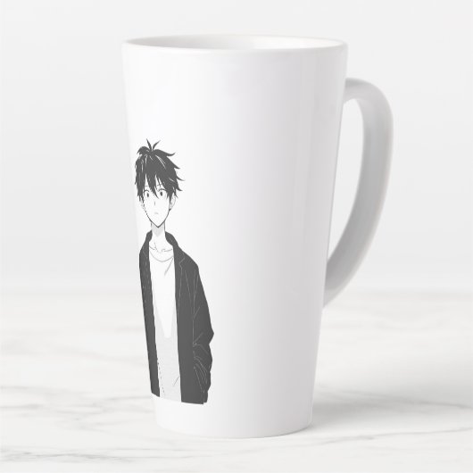 Minimal Anime Boy Latte Mug カフェラテマグ (右アングル)