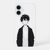 Minimal Anime Boy Phone Case iPhone 16ケース (裏面)