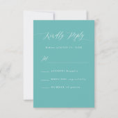 Minimal Aqua Blue RSVP Calligraphy Response Card (正面)