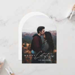 Minimal Arch 1 Photo Merry Christmas Holiday Card 招待状