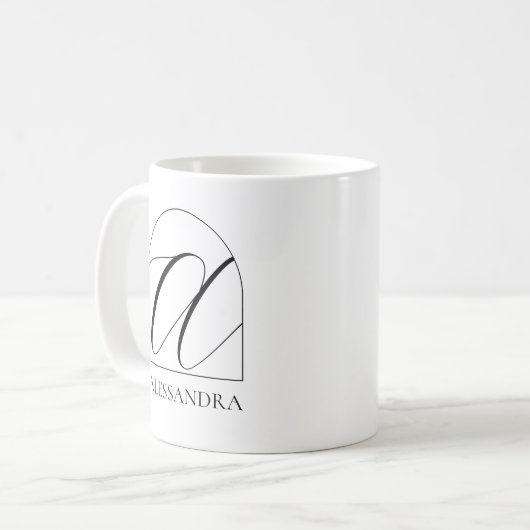 Minimal Arch Black Script Initial A Name Monogram コーヒーマグカップ (正面左)