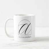 Minimal Arch Black Script Initial A Name Monogram コーヒーマグカップ (左)