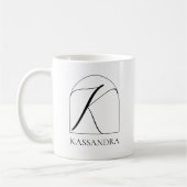 Minimal Arch Black Script Initial K Name Monogram コーヒーマグカップ (左)