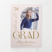 Minimal Arch Grad Photo Collage Graduation Party 三つ折り招待状 (カバー)