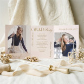 Minimal Arch Grad Photo Collage Graduation Party 三つ折り招待状