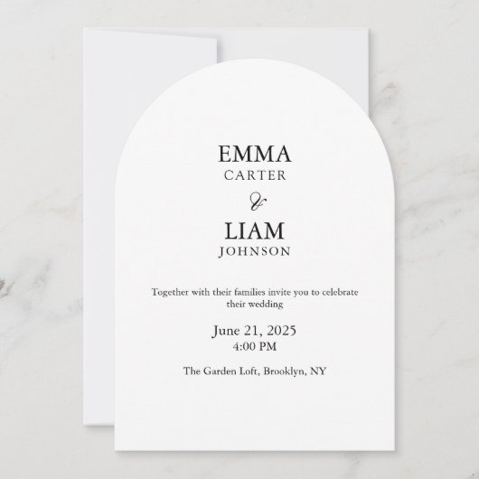 Minimal Arch Wedding Invitation Editable Elegant 招待状 (正面)