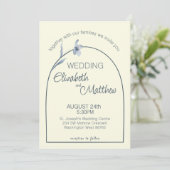 Minimal Arched Pale Blue Floral Cream Wedding 招待状 (スタンド正面)