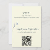 Minimal Arched Pale Blue Floral Cream Wedding 招待状 (裏面)